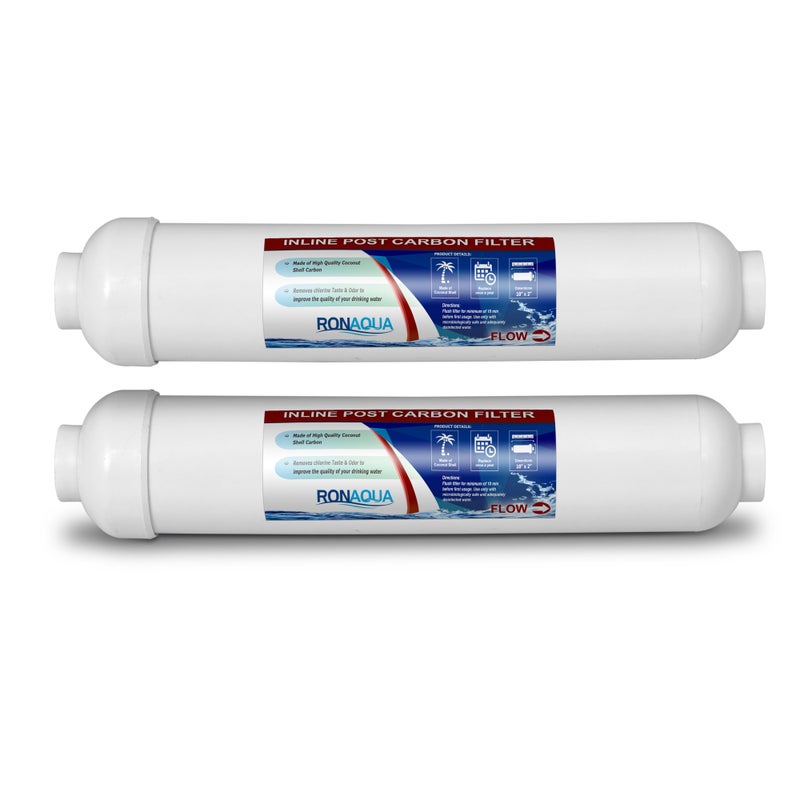 Ronaqua فلتر كربون نشط من جوز الهند T33 Inline Grade لتقليل الطعم والرائحة متوافق تمامًا مع AICRO، K2533JJ، FT15، IC-100A (مجموعة من 2)  - Image 1